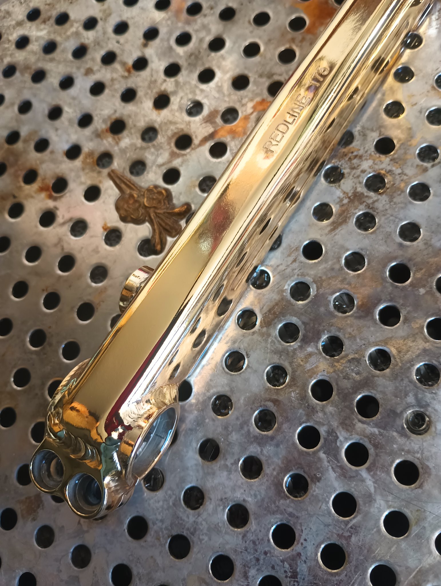 ChromeKarats gold plating work — Gold Redline BMX Fork — Mirror Finish